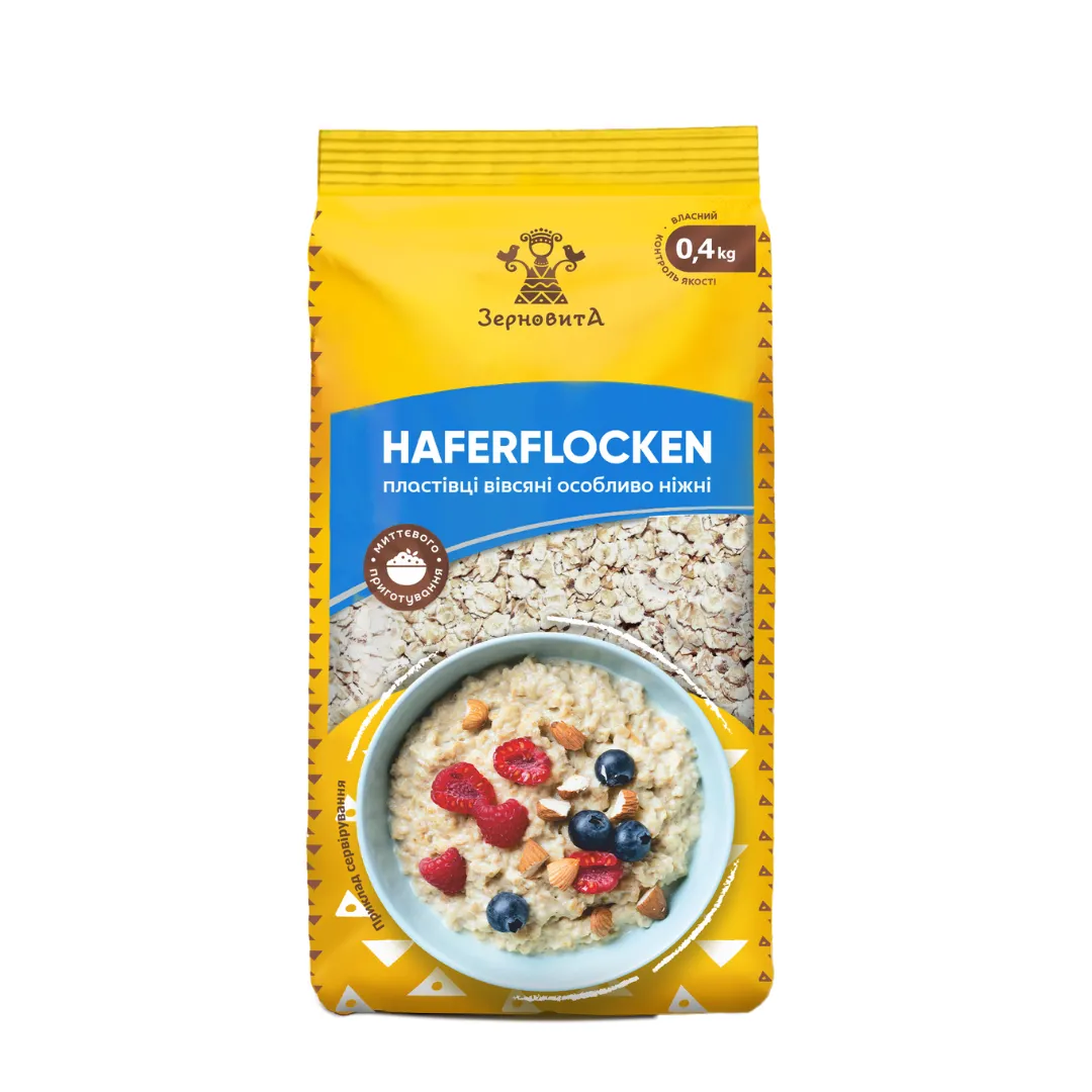 Пластівці вівсяні особливо ніжні HAFERFLOCEN ТМ Зерновита, маса нетто 400г